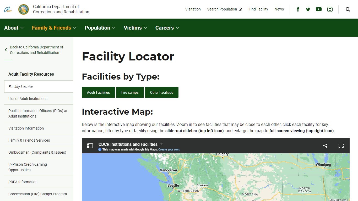 CDCR Facility Locator